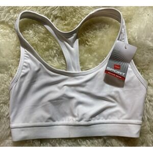 NEW Hanes Sport Active Gear Women's White Low Impact Unpadded Sports Bra, Medium